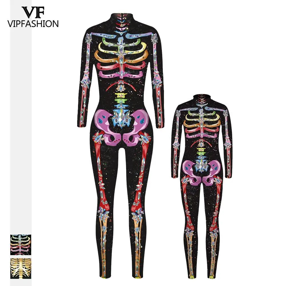 VIP модные COS женский костюм для всей семьи розовое с принтом в виде скелета
