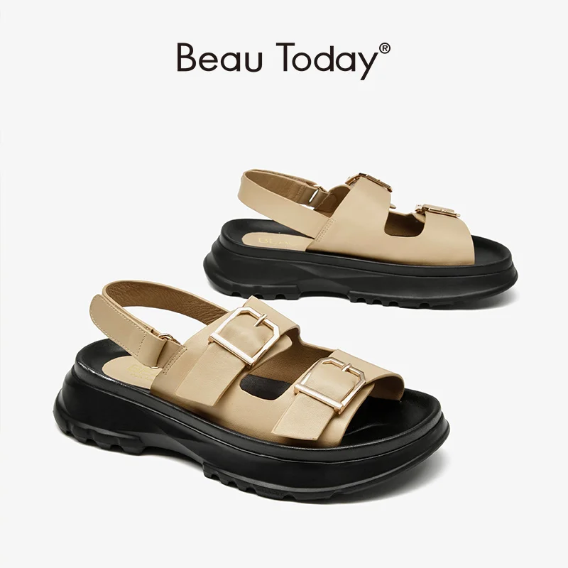 

BeauToday/массивные босоножки; Женская обувь из синтетической кожи с круглым носком на платформе; Женская обувь на застежке-липучке с ремешком с...