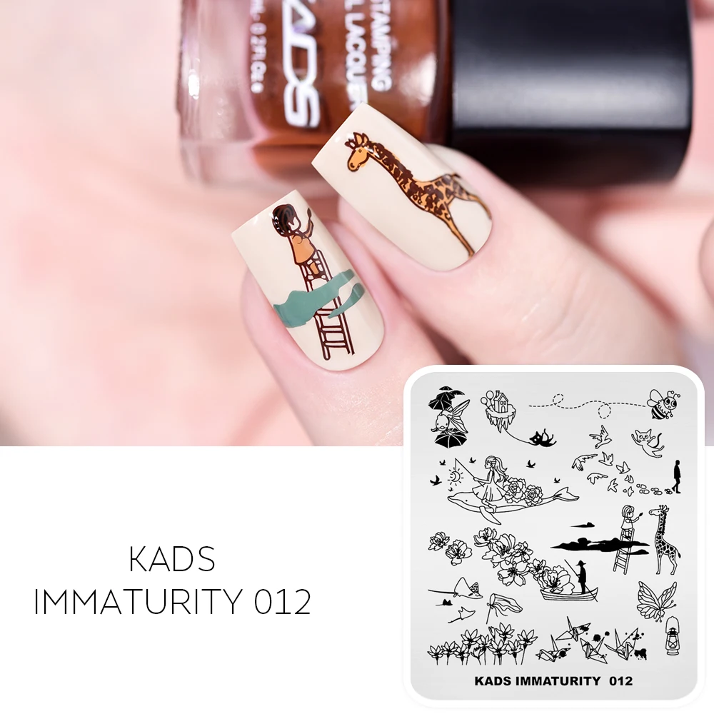 Шаблон для маникюра с изображением животных и цветов|Шаблоны дизайна ногтей| |