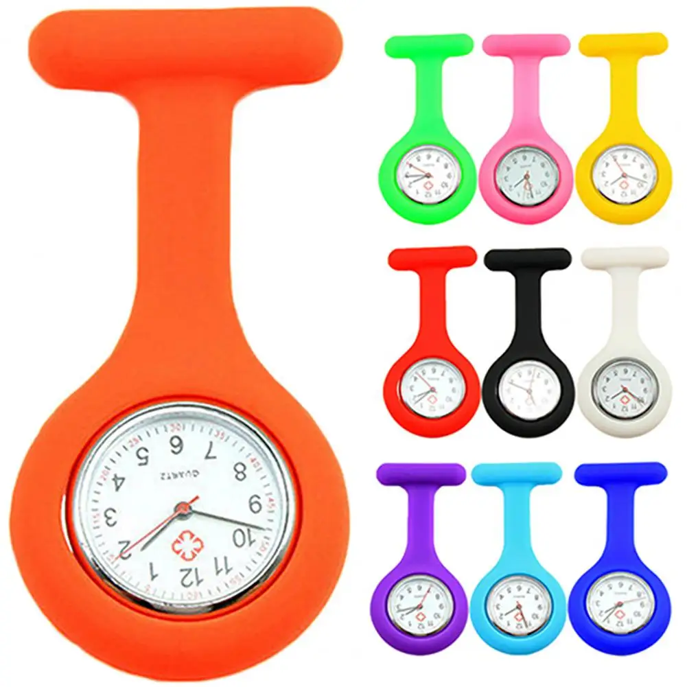 

Women Pocket Silicone Quartz Movement Nurse Watch Brooch Fob for Home