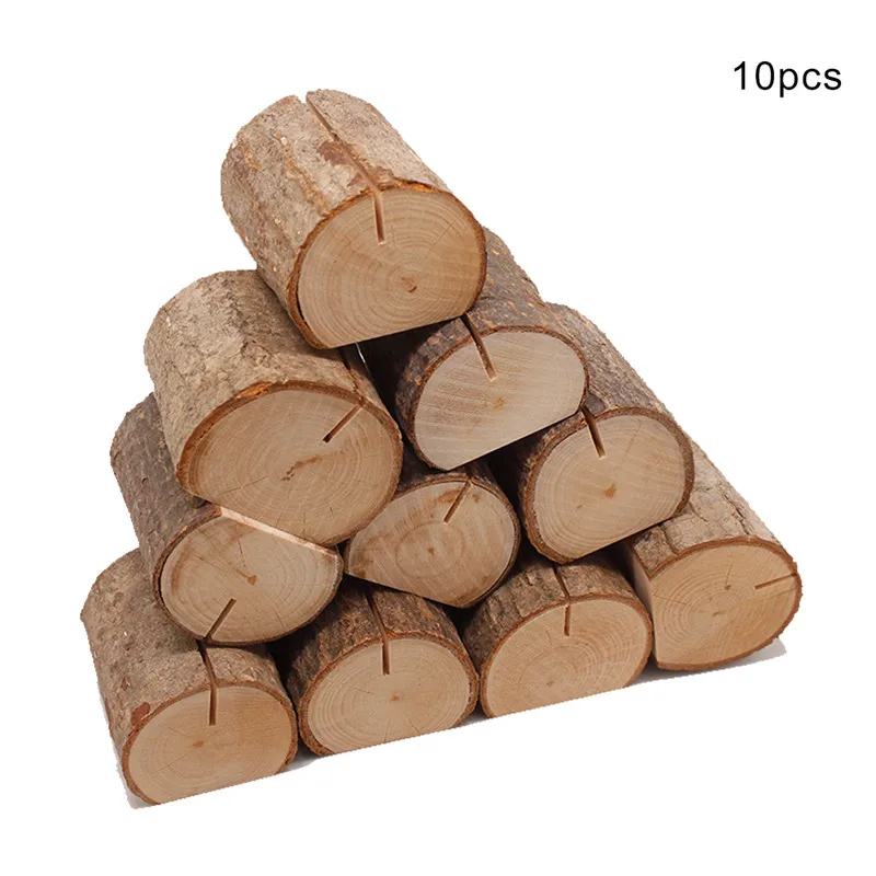 10pcs/lot New Big Natural Wooden Stump Wedding Party Decoration Card Holder Stand card photo Clips Office Accessories |