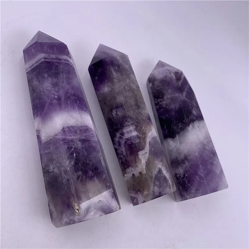 Натуральный Фэнтези кристалл аметиста в разноцветную полоску флюоритовый кварц