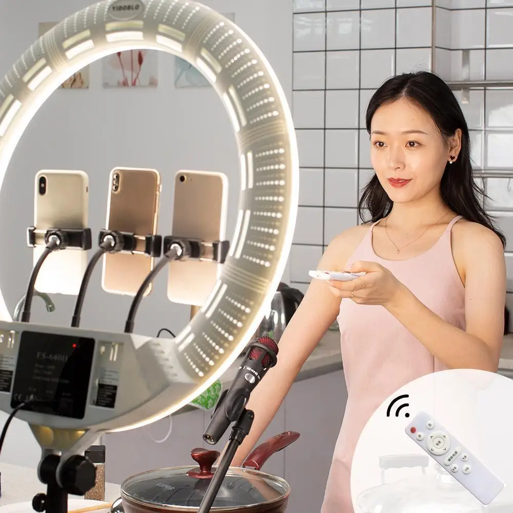 

Yidoblo FS-640SII 20 Inch LED Ring Lights Lamp 100W with Tripod Make-up for Video Studio Photo Photography Lighting Live Show