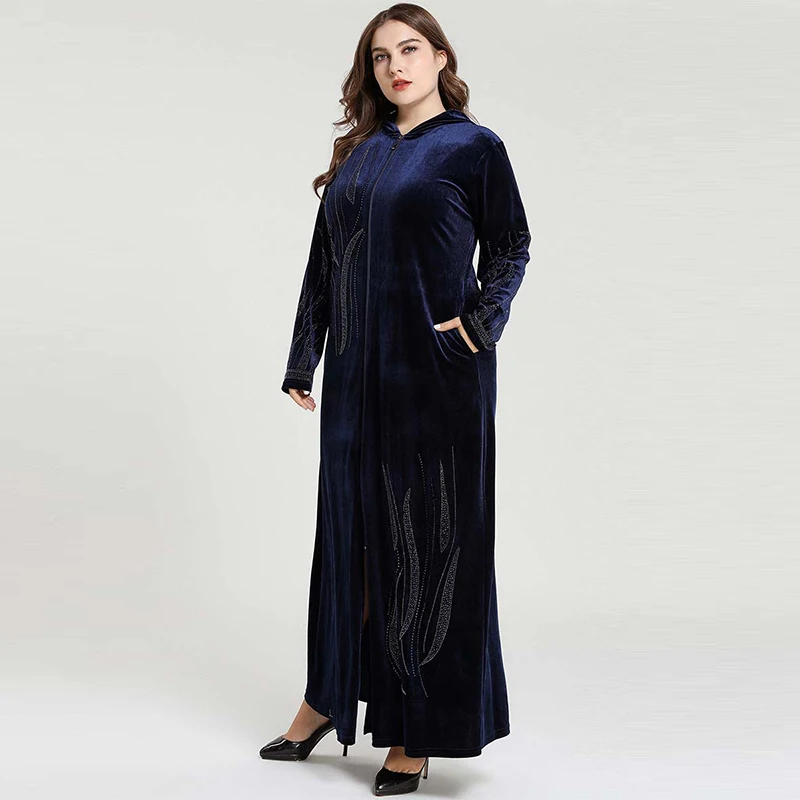 Мусульманское платье Дубай исламский большой размер женский кардиган на молнии