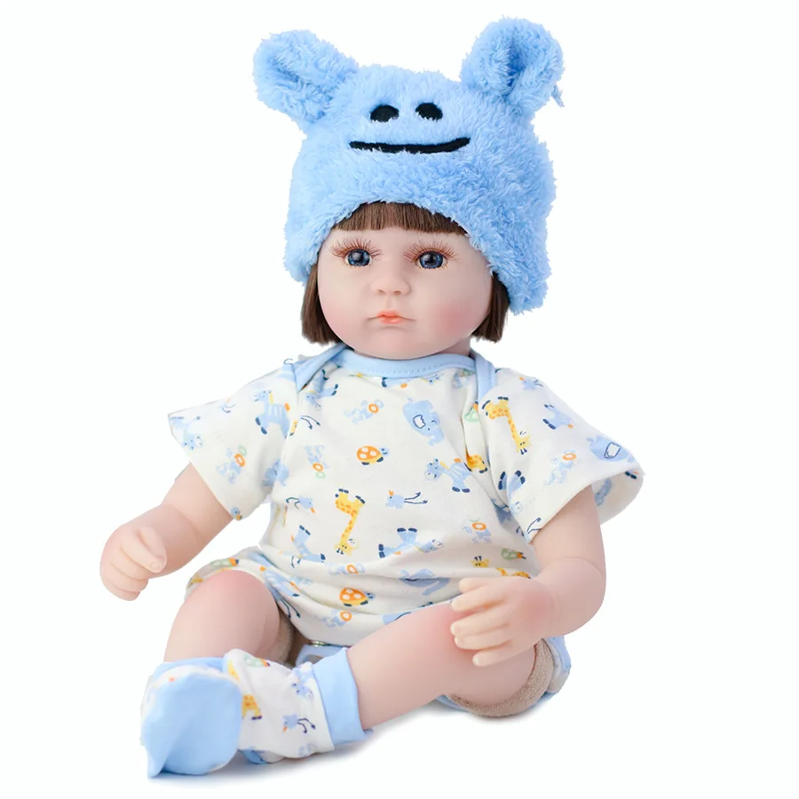 Синяя Милая имитация Reborn Baby Doll мягкая Полноразмерная модель младенца