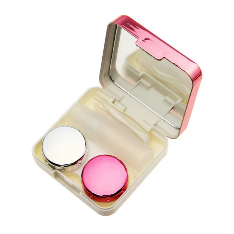 Square Reflective Cover Contact Lens Case with Mirror Color Lenses Container Cute Lovely Travel Kit Box Women | Аксессуары для