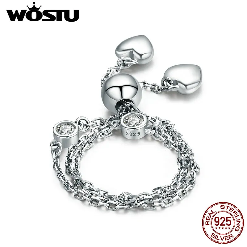 Женский браслет WOSTU из стерлингового серебра 925 пробы с двумя узорами и цепочкой