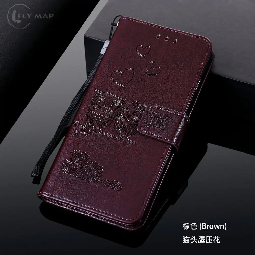 Сова Флип кожаный чехол для huawei P9 Lite P9Lite vns-l31 Wallet Кошелек Чехол для телефона чехол для huawei P 9 Lite VNS L21 Emboss Capa - Цвет: Brown