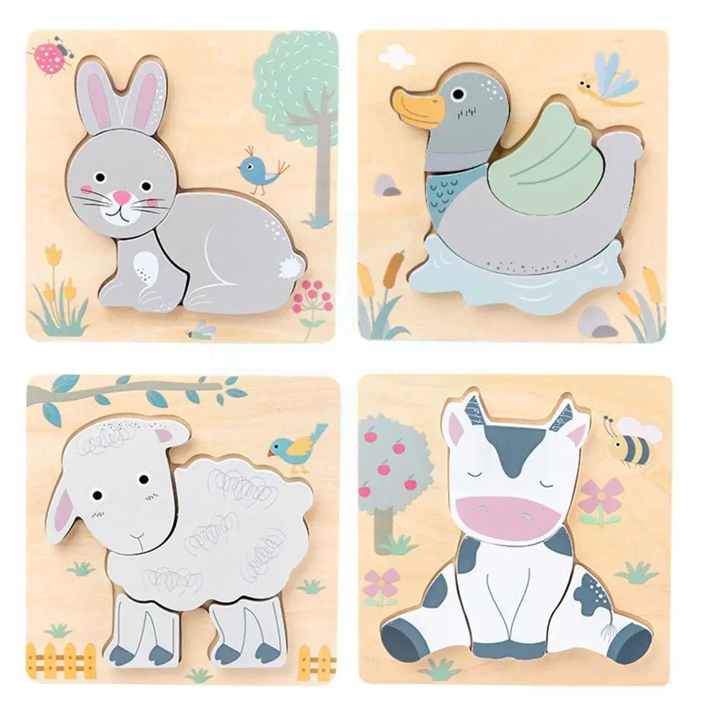 

Wooden Cartoon Animals Puzzle Jigsaw Toys For Over 3 Years Kids Learning Intelligence Games New Children Early Educational I9j5