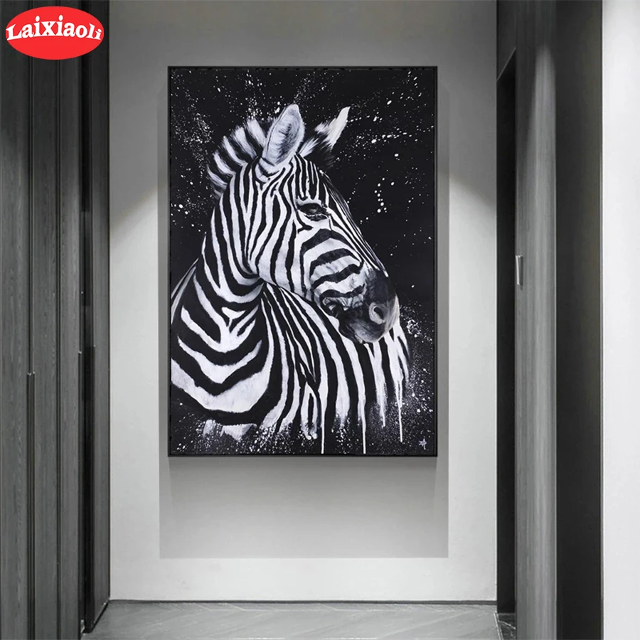 

5D алмазная вышивка, абстрактные черно-белые животные, Зебра, алмазная живопись, полная квадратная мозаика, вышивка крестиком, ручная работа,...
