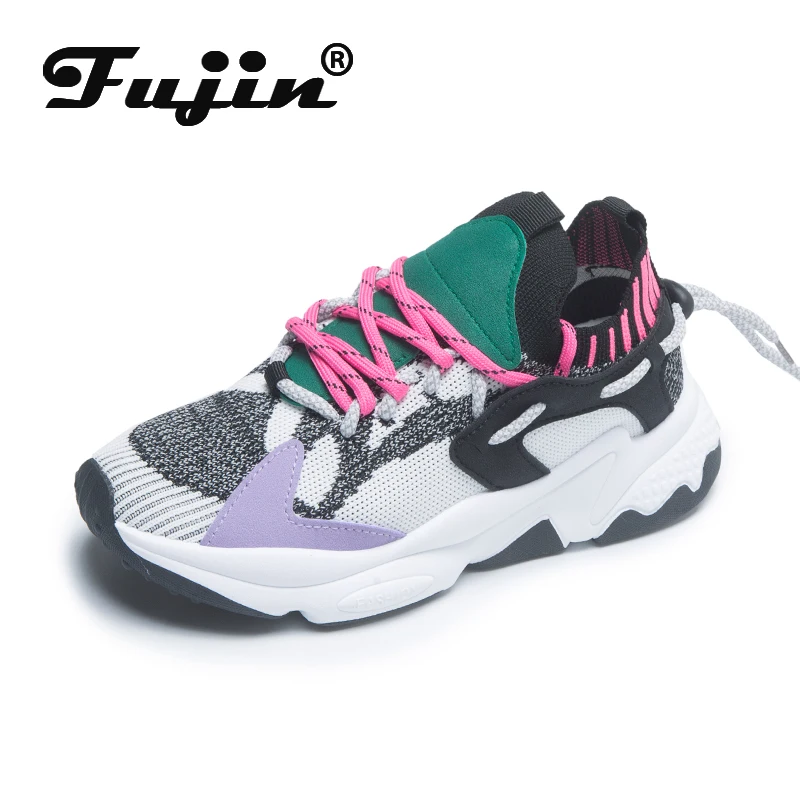 Fujin Sneakers Women 2020 Breathable Thick Bottom Causal Spring Female Fashion Solid Lace Up Mesh Chunky Shoes | Обувь