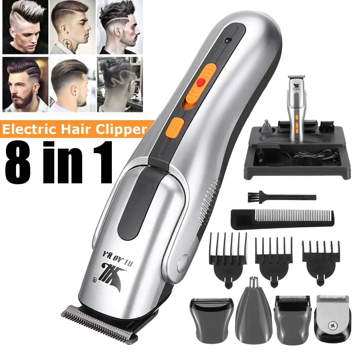 

8 in 1 Electric Hair Clipper Haircut Rechargeable Ceramic Nose Ear Hair Beard Trimmer Hair Shaving Razor For Adult Children