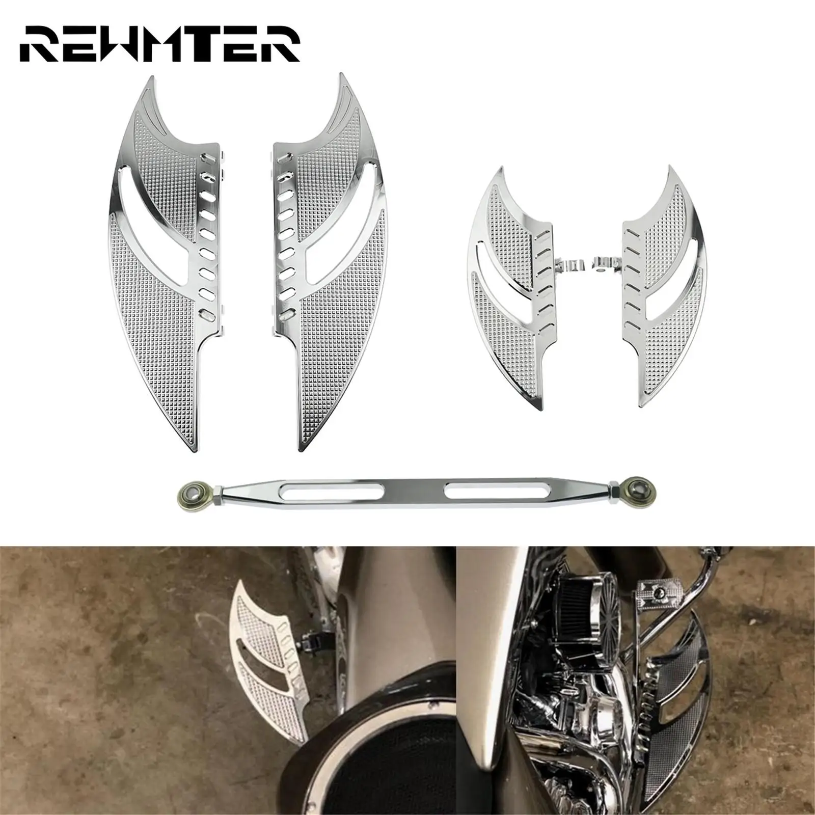 

Chrome Motorcycle 330mm Gear Shift Linkage Lever & Driver Floorboard & Passenger Footpegs Footrest Pedal Set For Harley Touring