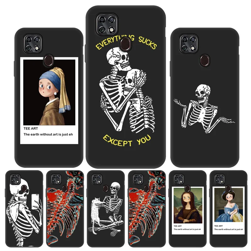 

Skull Skeleton Phone Case For For ZTE Blade 20 Smart Case Cover For ZTE Blade20 Smart Cartoon Painted Pattern Protective Funda