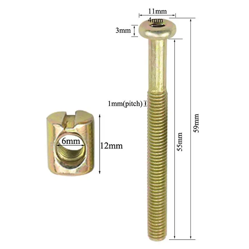 Болты с шестигранной головкой болты мебельный болт резьбой M 6x55 мм бочковые гайки