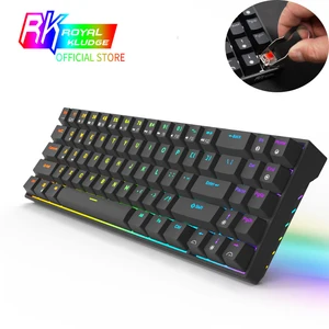 rk71 70 hot swappable mechanical keyboard wireless bluetooth type c rgb 71 keys mechanical gaming keyboard detachable cable free global shipping