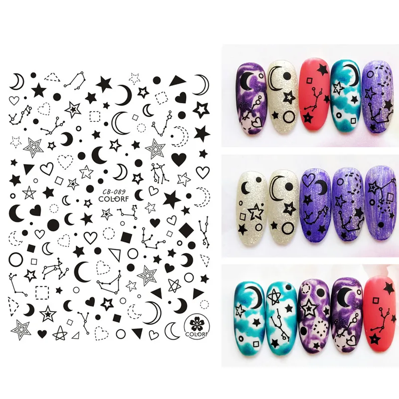 Красочные стикеры 3D на ногти Nail Art Переводные снежинки дизайн золото наклейка