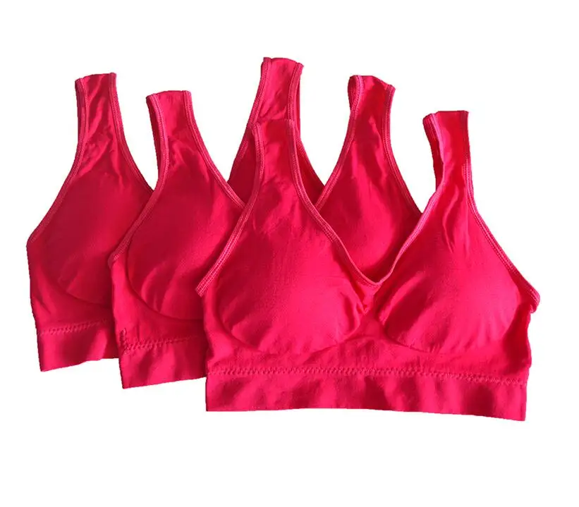 3pcs red Прямая поставка; 3 шт./компл. без проволок со съемной тонкой подкладкой бесшовные пуш-ап для женщин размера плюс нижнее белье без косточек для фитнеса форма тела бюстгальтер - Цвет: 3pcs red