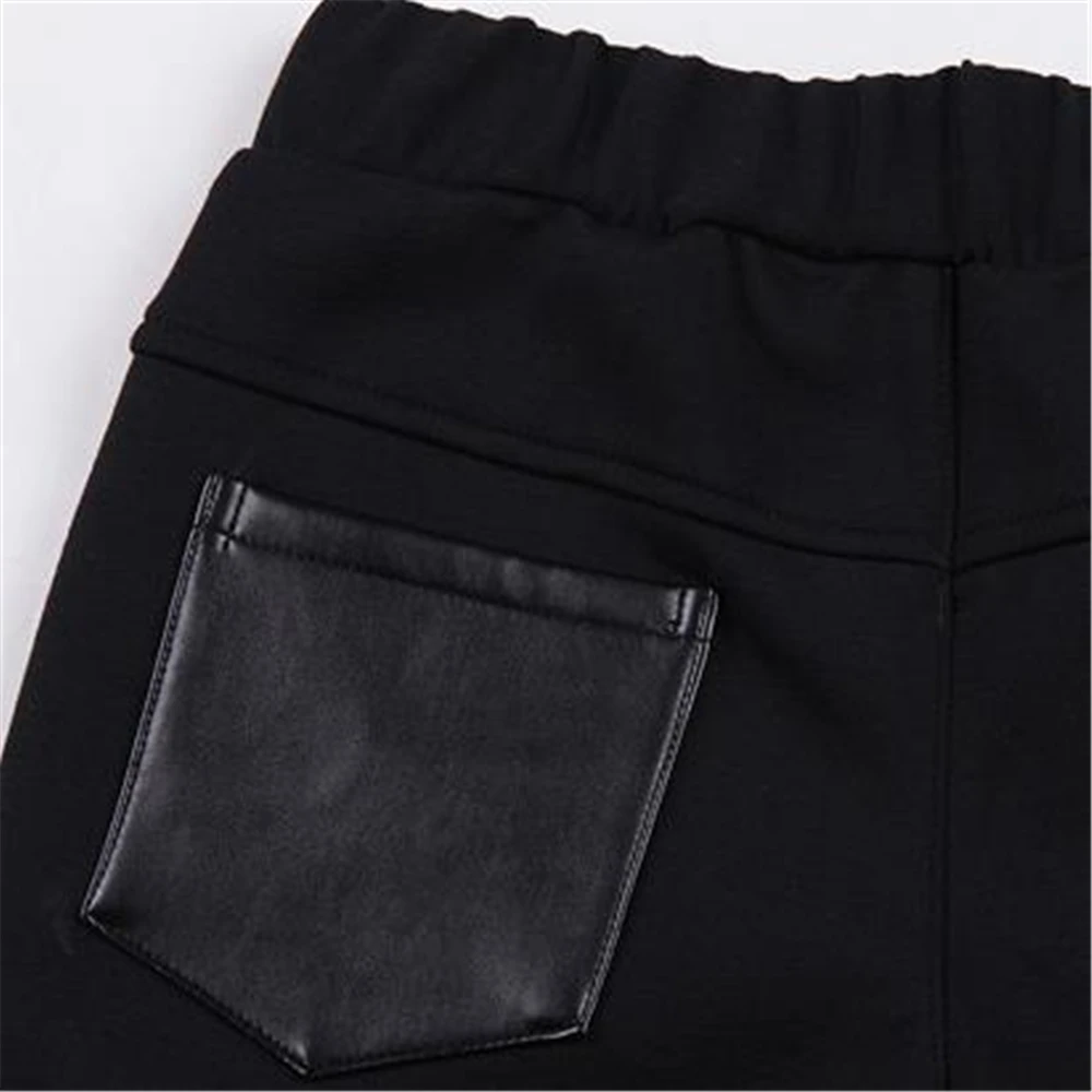 Женские осенние брюки карандаш со средней эластичной талией и вставками из