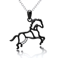 new accessories s925 sterling silver necklace black zircon horse luxury pendant for women