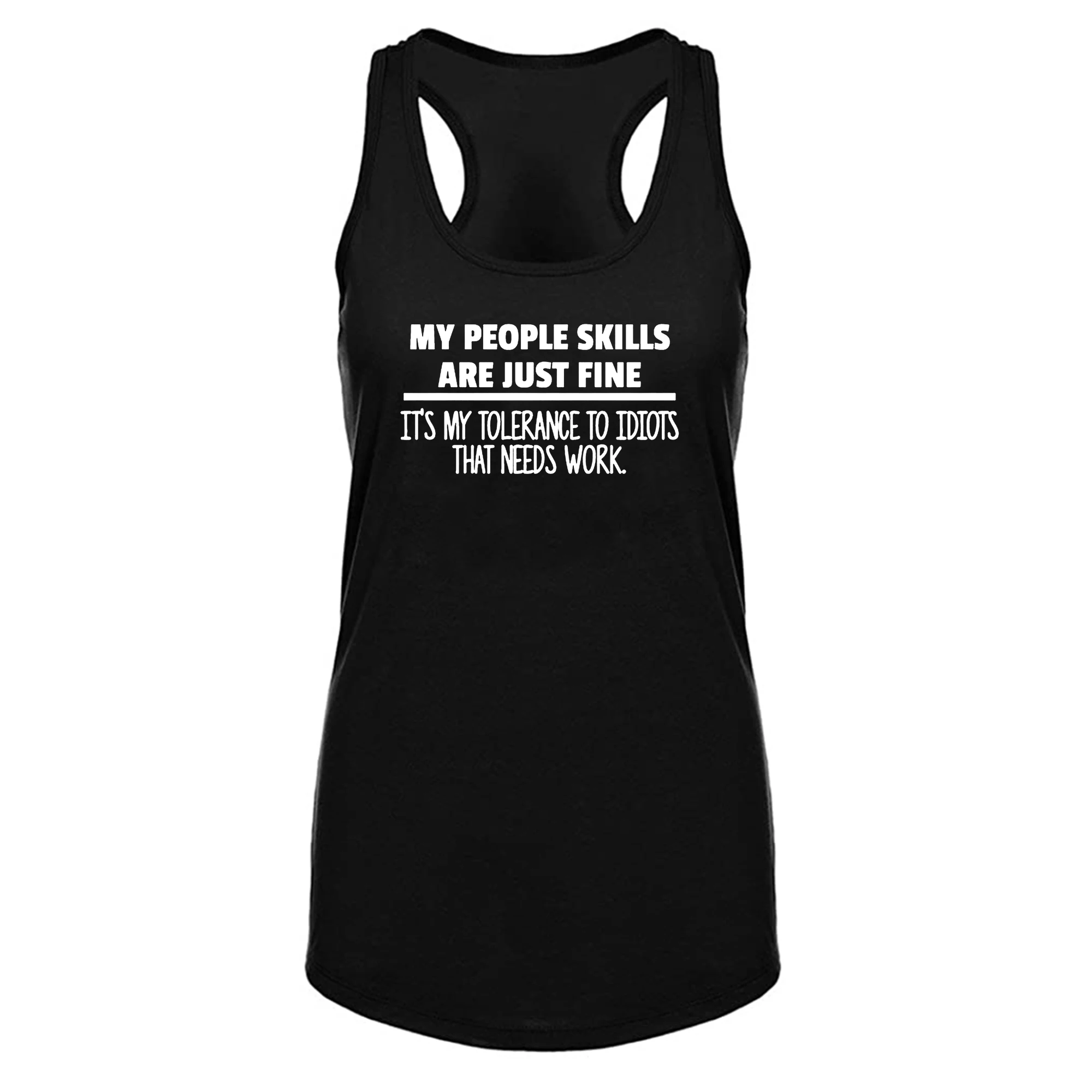 

Lyprerazy Women's My People Skills Are Just Fine Workout Gym Funny Printed Tank Top