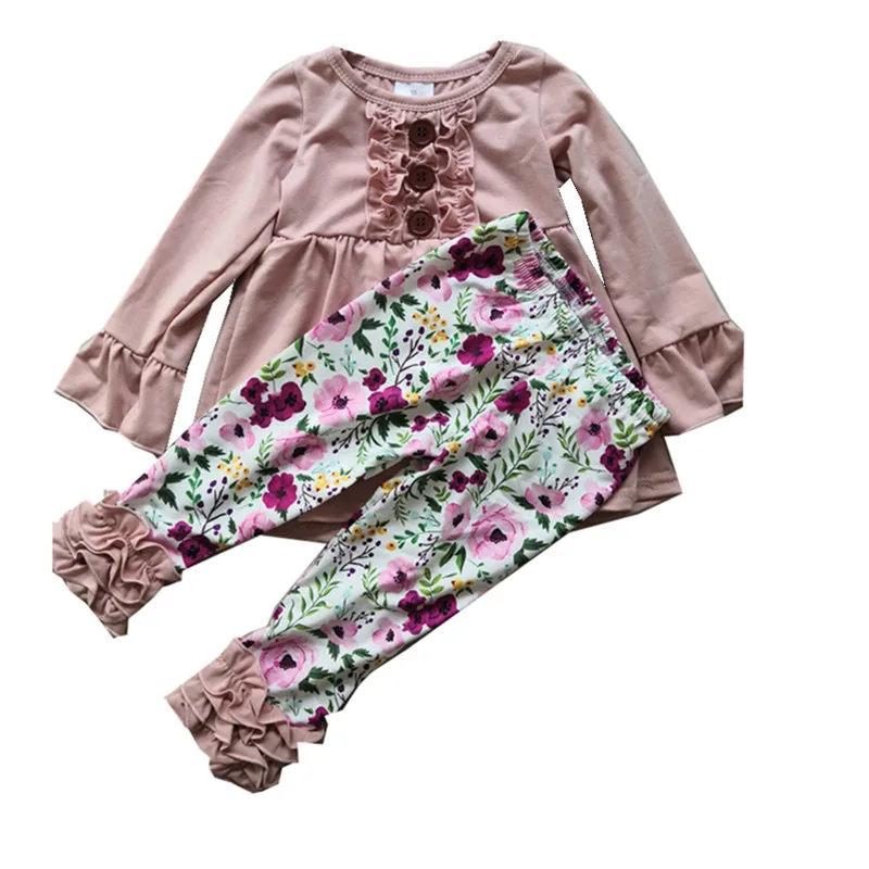 Детский кружевной комплект для девочек Розовый Топ с длинным рукавом и изящный