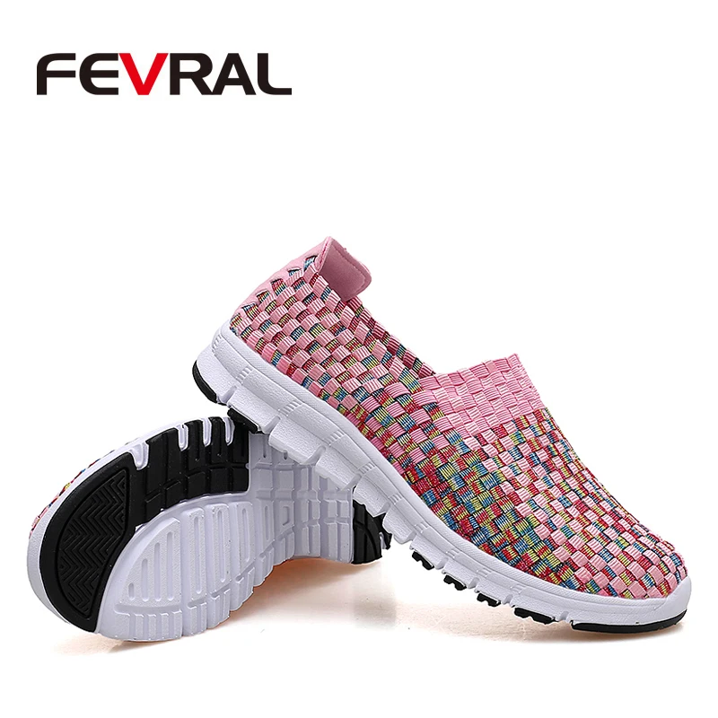 Женские плетеные туфли бренд FEVRAL весенние дышащие Лоферы ручной работы на