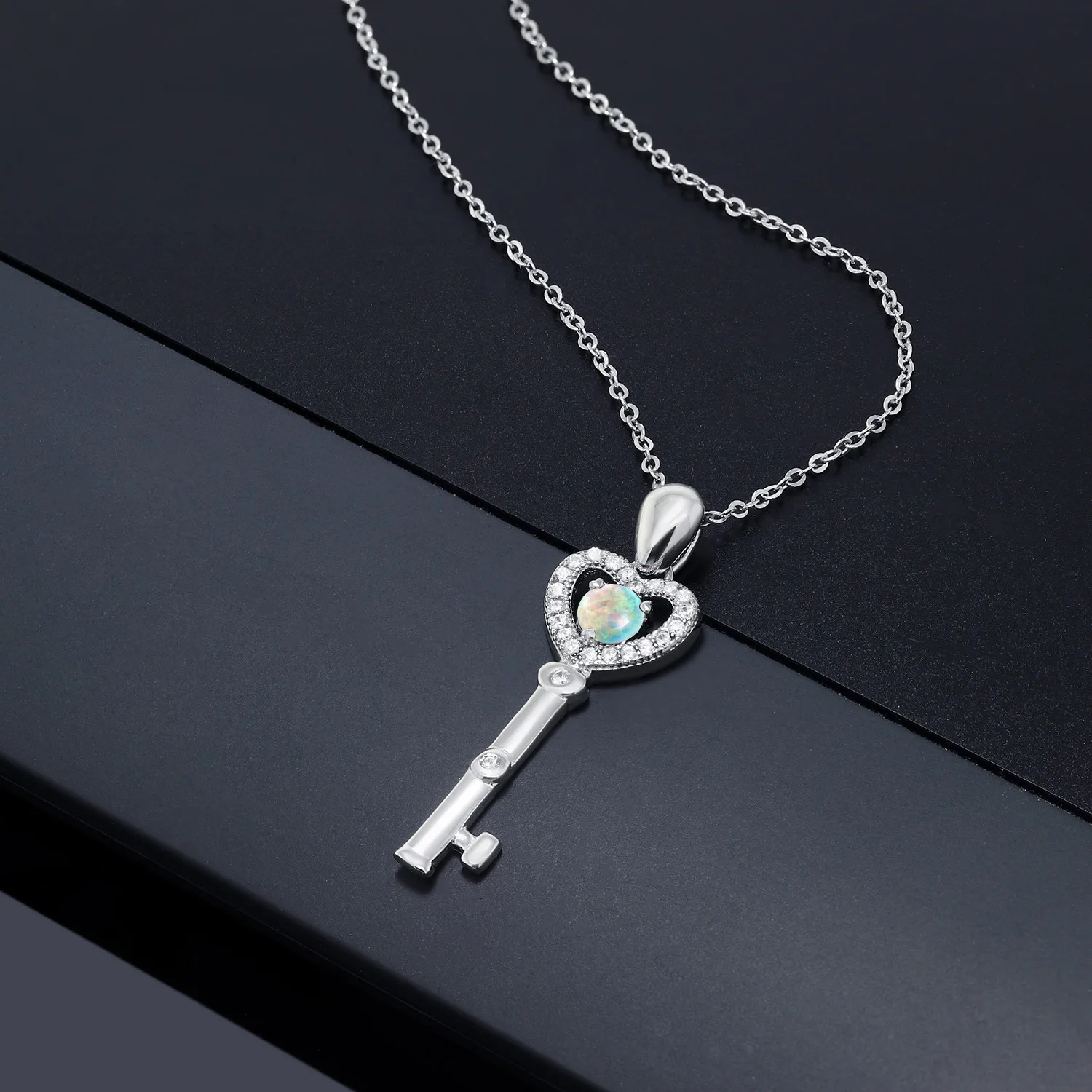 GemStoneKing 18 дюймов цепочка из стерлингового серебра 0 53 карат круглый кабошон