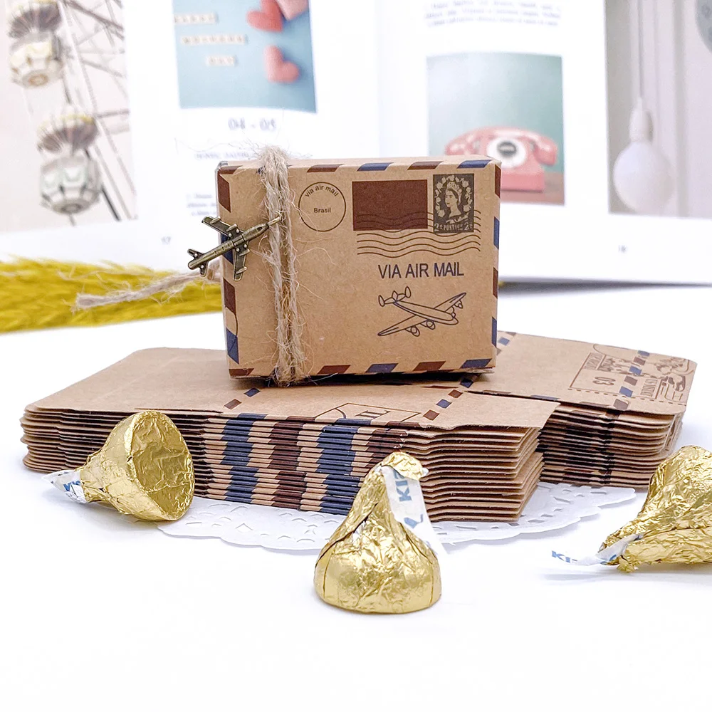 100 шт. Винтаж сувениры крафт Бумага конфетная коробка тема путешествия самолет