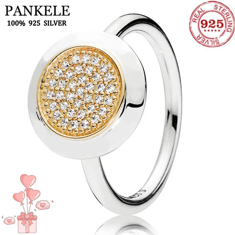 Оригинальное двухцветное кольцо с фирменным логотипом в виде сердца ореола