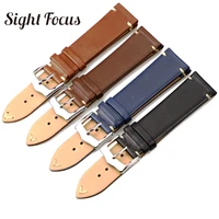 italian calfskin leather watch strap 20mm 22mm minimal stitched thin smooth supple watch bands for breitling tudor seiko huawei