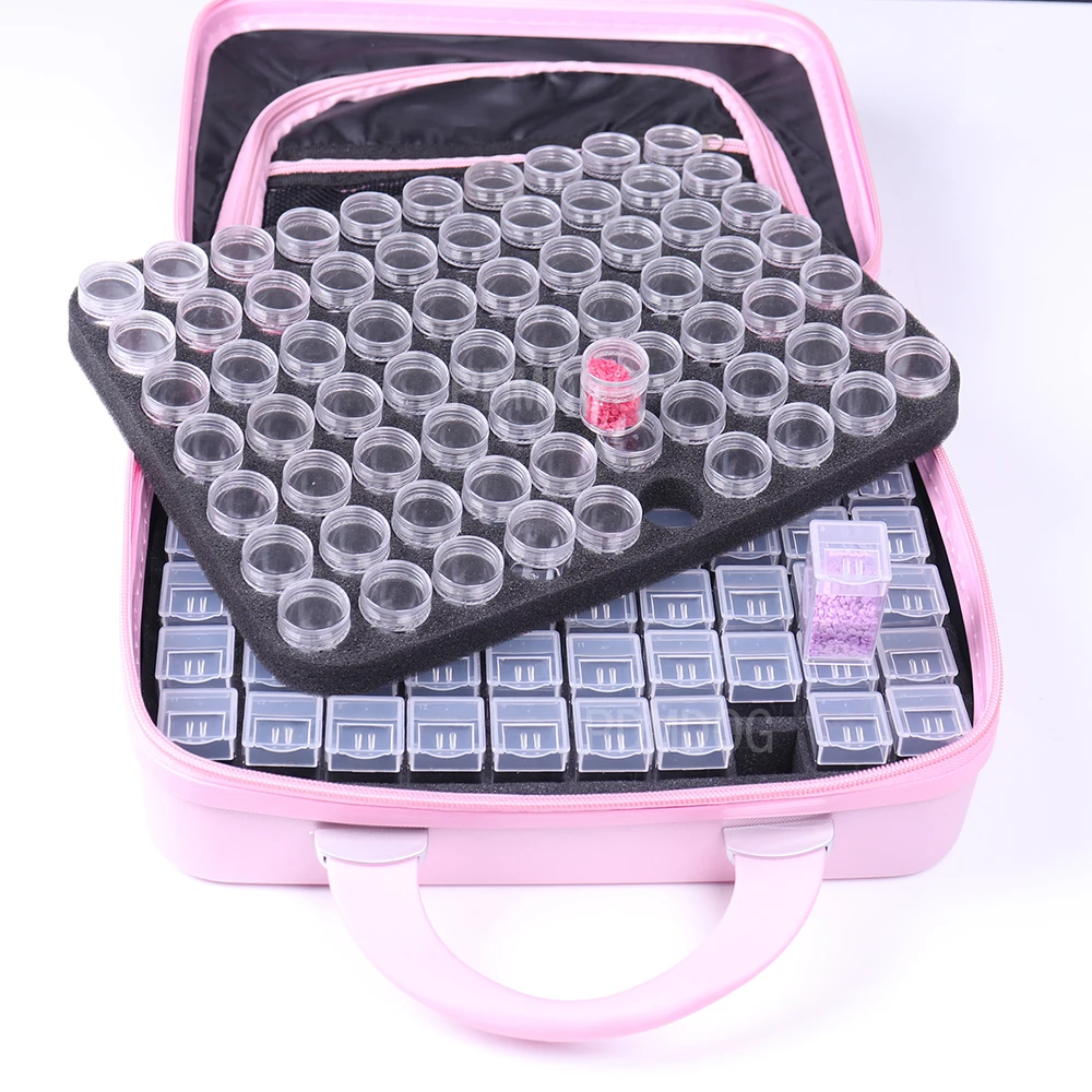 

130 Bottles Diamond Painting With 6 Tool Container Storage Bag Carry Case Daimond Painting Bag Zipper Accessories Double Layer