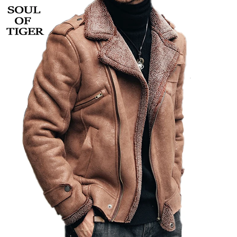 Мужские Винтажные Куртки из искусственной кожи SOUL OF TIGER повседневные замшевые