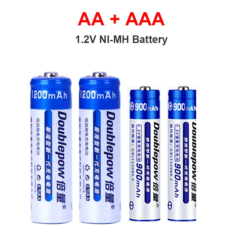 Аккумуляторные Ni MH батареи AA + AAA перезаряжаемые батарейки 1 2 в 1200 мАч/1 aaa900мач для