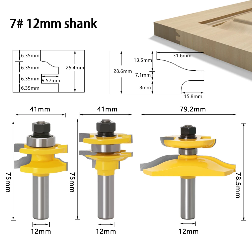 

Набор фрез JGZUI для шкафов 12мм