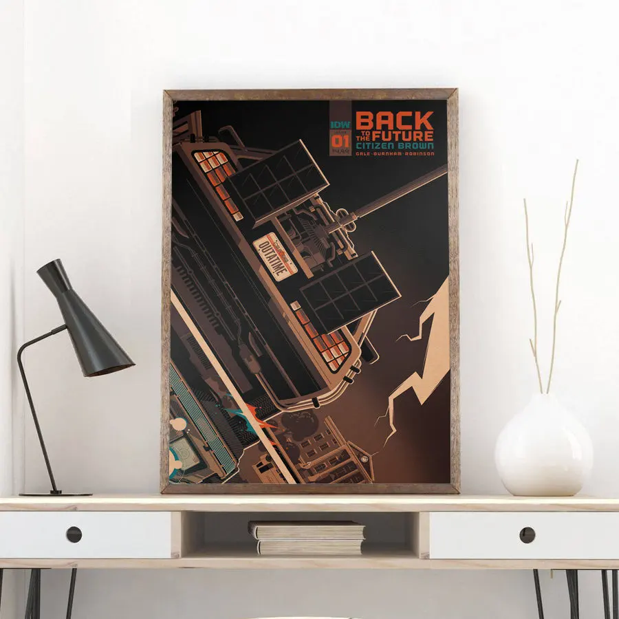 Задний в будущее старинный принт рисунок винтажный настенный киноплакат