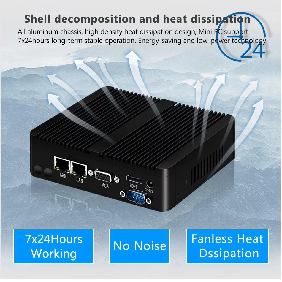 Online PENPOS Fanless Mini Pc Intel Celeron J1900 Win Windows 10 7 Linux Thin Client Mini Pc Micro 2 Lan Port Tv Desktop-Computer