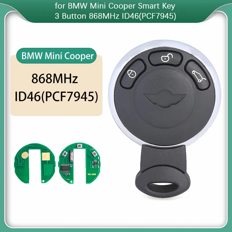 

Сменный ключ CN006034 для BMW Mini Cooper 3 кнопки 868 МГц ID46 чип дистанционный Автомобильный ключ