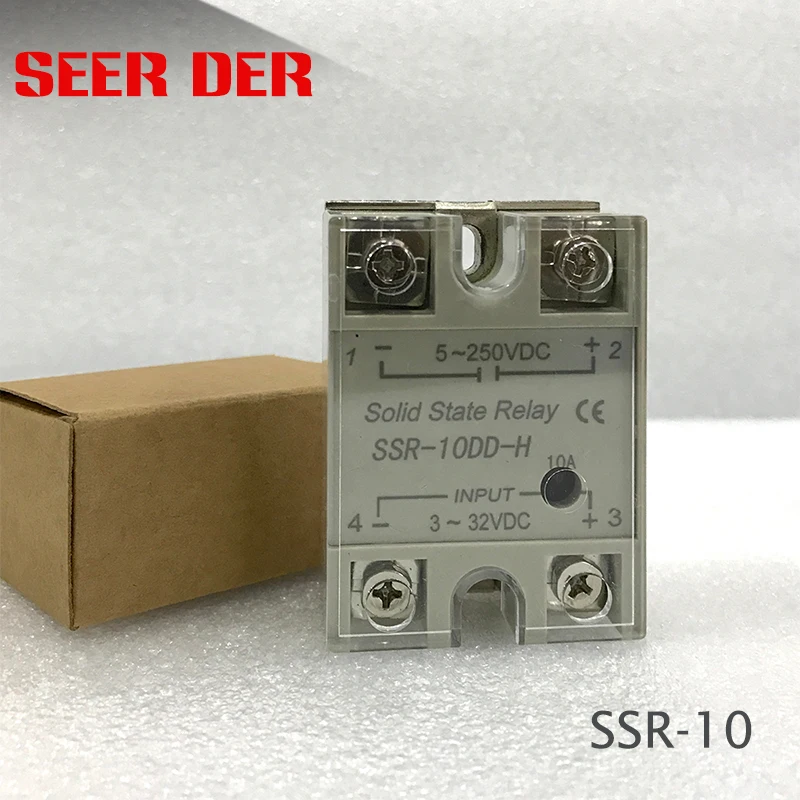 Управление DC SSR 10DD 25DD 40DD 60DD 10A 25A 40A 60A на самом деле 3-32 В DC до 5-250VDC Однофазное твердотельное реле