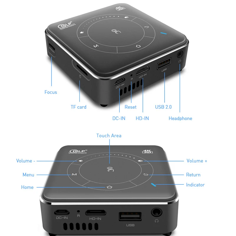WZATCO T11 DLP 3D проектор карманный мини HD Android 9 0 для Full 1080P MAX 4K WIFI мобильный