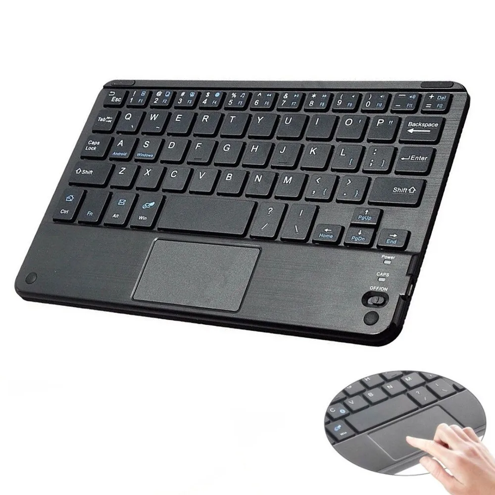 Wireless Keyboard Bluetooth Mini Thin Keyboard with Touchpad Rechargable with USB Cable for PC Smartphon Laptop Fingerboard