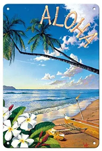 

Vintage Metal Sign Aloha Hawaiian Island for Home Bar Pub Kitchen Garage Restaurant Wall Deocr Plaque Signs 12x8 Inch