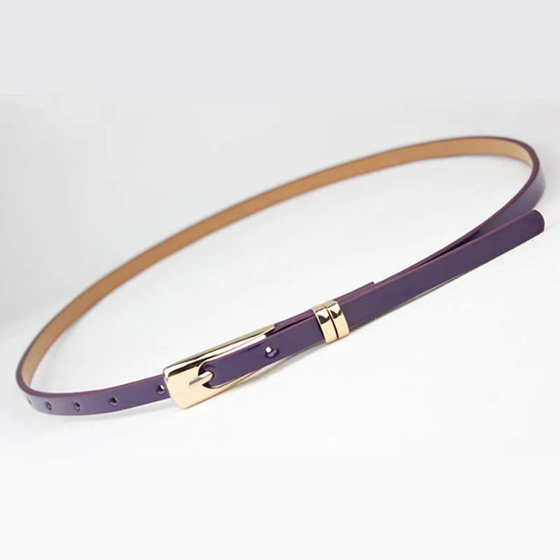 

New Arrival Candy Color Thin Pu Leather Belt Female Red Brown Black White Yellow Waist Belts for Women Dress Strap Hot Sale