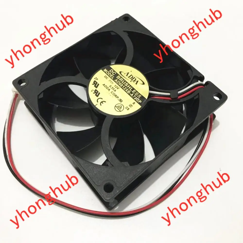 Трехпроводный охлаждающий вентилятор для сервера ADDA AD0812XB-A73GP S DC 12 В 0,55 А 80x80x25 мм