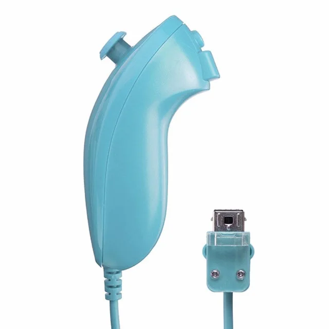 Синий Nunchuck Видео игровой пульт дистанционного управления для геймпад для nintendo wii консоль одиночные левые Ручные игры игровой пульт игровой джойстик Joypad 1 шт. Mulit Цвет опционально - Цвет: Синий