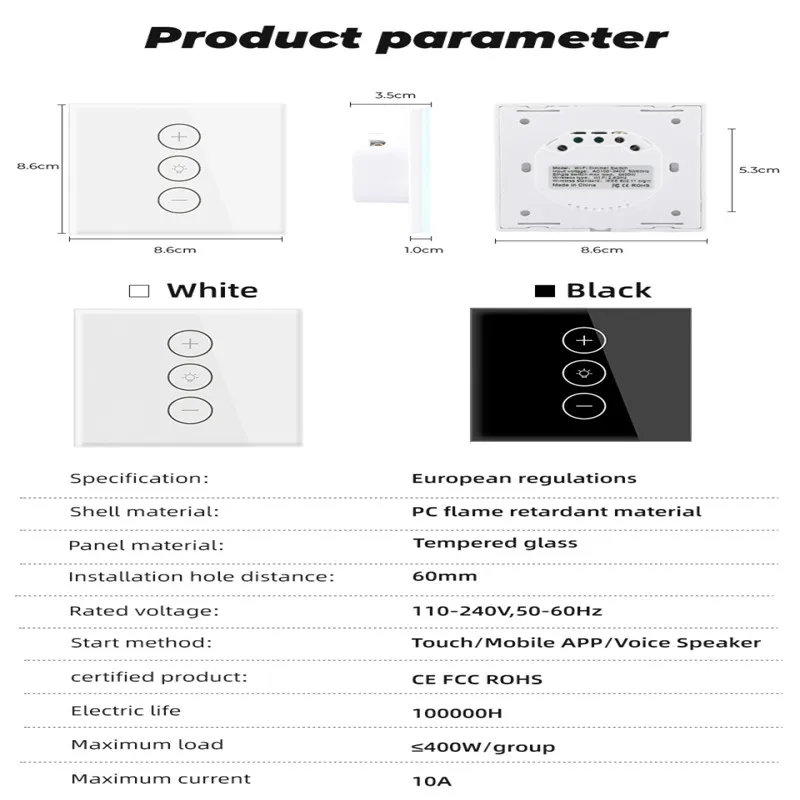 1 шт. Wi-Fi диммер умный сенсорный выключатель света затемнение совместимый с Alexa