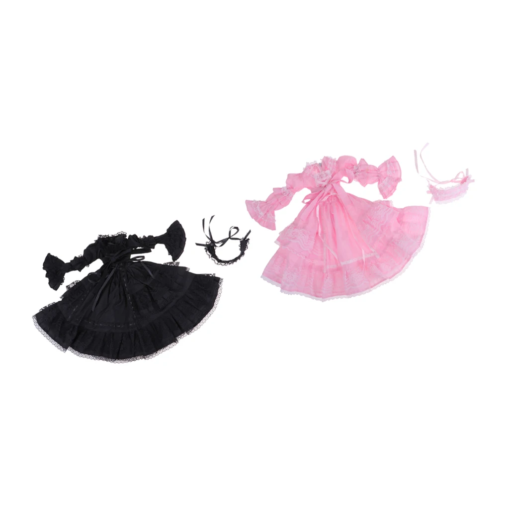 Готическое кружевное платье с повязкой на голову для ночных кукол 1/3 60 см в стиле