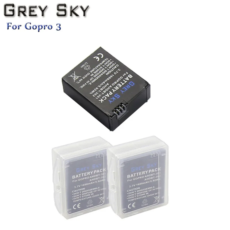 3battery Go Pro HERO 3+ батареи AHDBT-301 литий-ионная батарея AHDBT301 для GoPro HERO3 3+ аксессуары - Цвет: 3battery