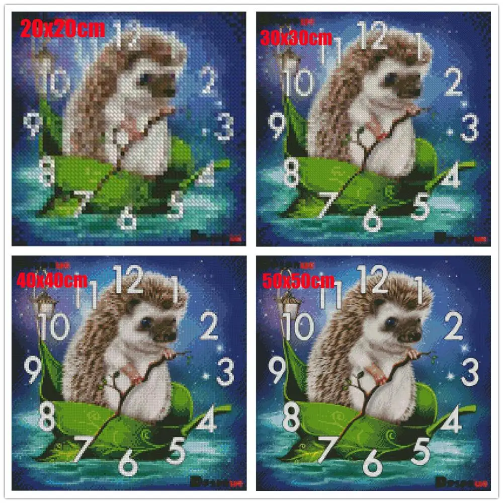 Dpsprue Full Diamond Painting Cross Stitch With Clock Mechanism Mosaic 5D Diy Square Round Animal 3d Embroidery Gift