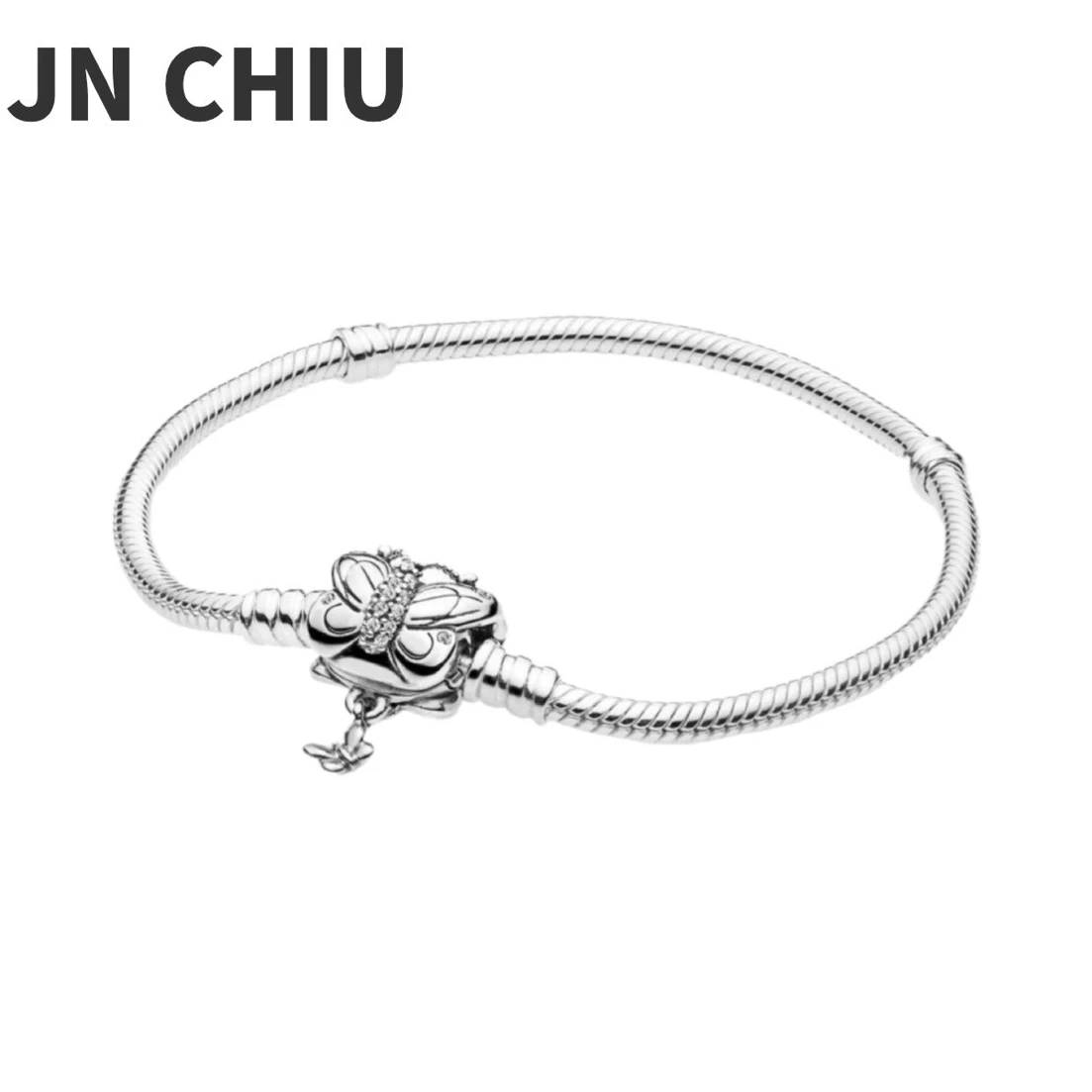 

Hot Sale Real 100% 925 Sterling Silver pan bracelet Love heart crystal bracelet For Women Fit Original DIY Charm Jewelry